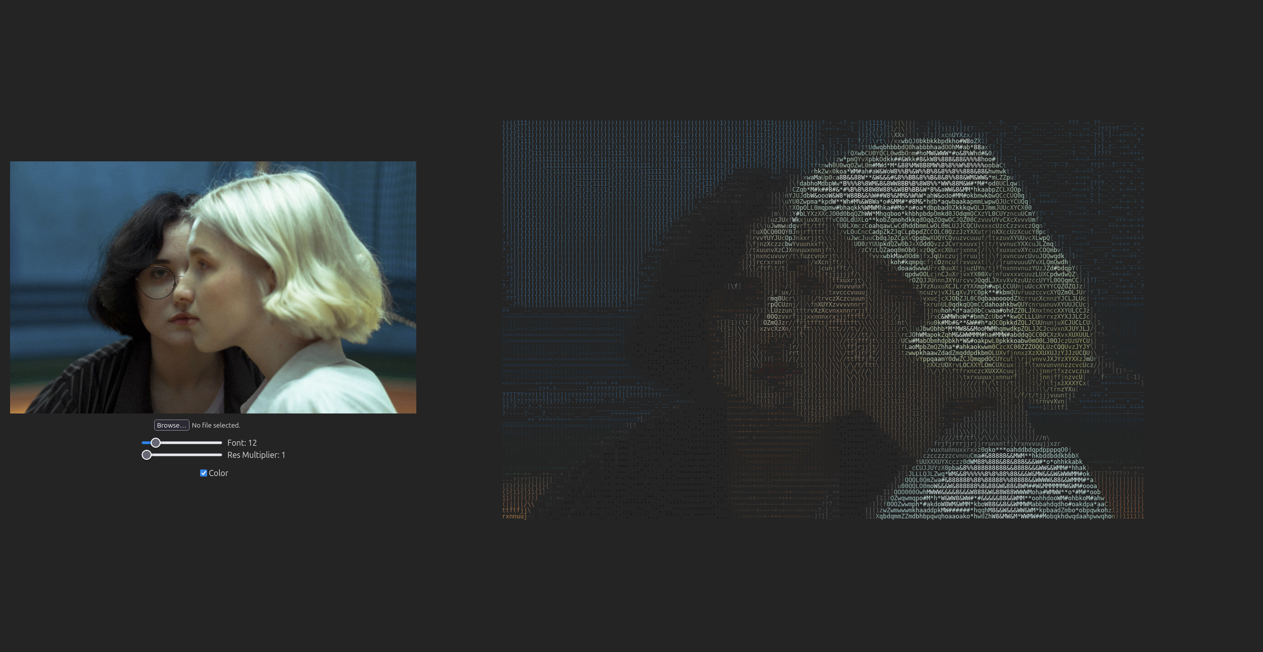 ScreenShot of Image to ASCII preview